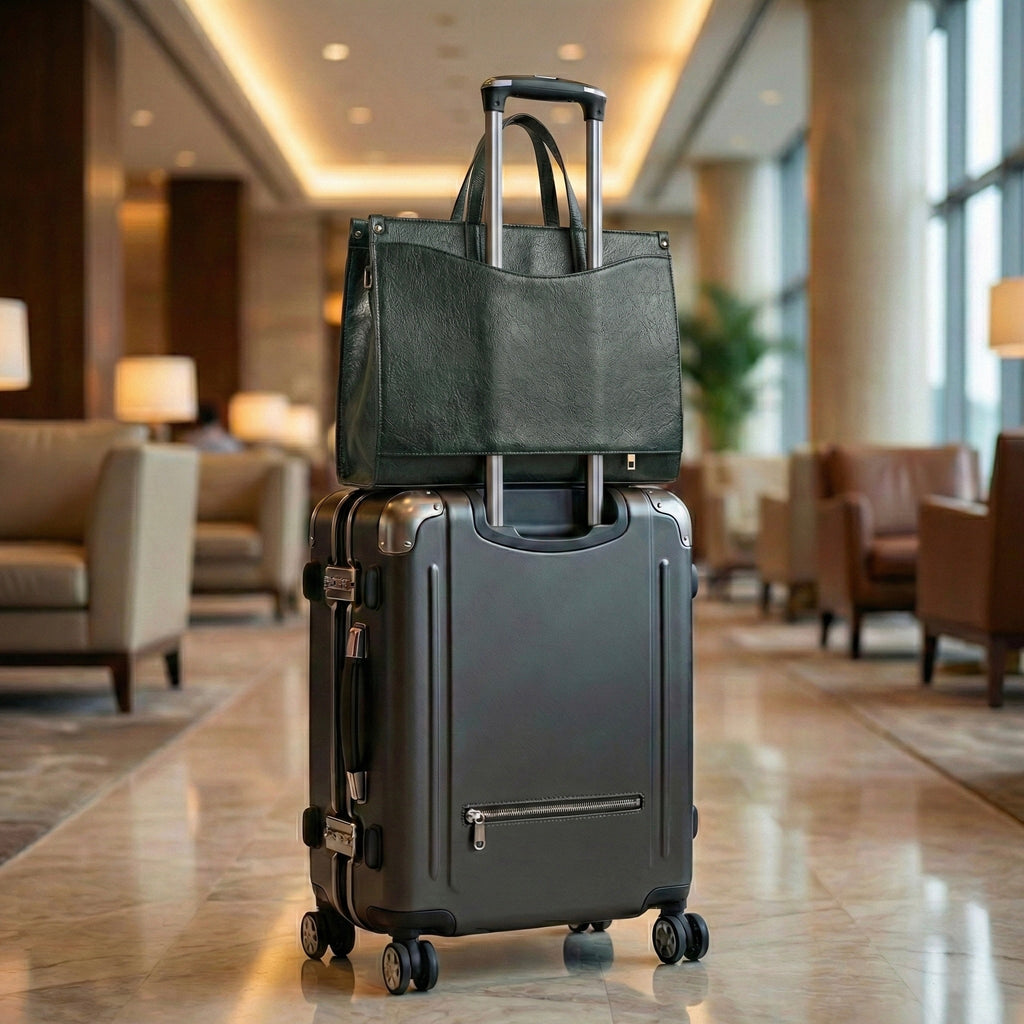 Back view showing trolley sleeve for travel