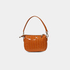 Back view of Purpleberry Aria orange croc embossed mini handbag with smooth finish