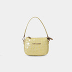 Purpleberry Aria mini bag in yellow croc embossed faux leather front view