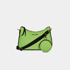 Green Bili denim sling bag with detachable coin pouch and adjustable crossbody strap