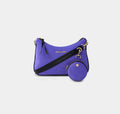 Purple Bili denim sling bag with detachable coin pouch and adjustable crossbody strap