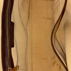 Interior lining of light blue Dima denim tote showing spacious compartment