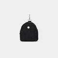 Purpleberry Indigo micro backpack pouch in black denim front view