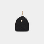 Purpleberry Indigo micro backpack pouch in black denim front view