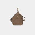 Purpleberry Indigo micro backpack pouch in brown denim front view