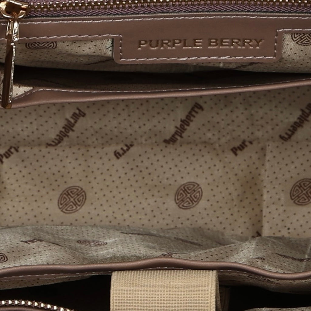 Interior view of beige Lexie Office Tote showing zipper pocket and lining