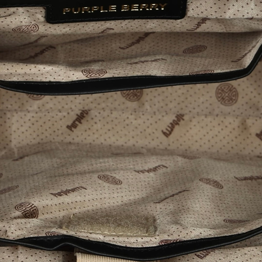 Interior view of black Lexie Office Tote showing zipper pocket and lining
