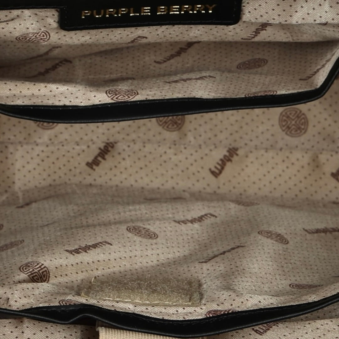 Interior view of black Lexie Office Tote showing zipper pocket and lining