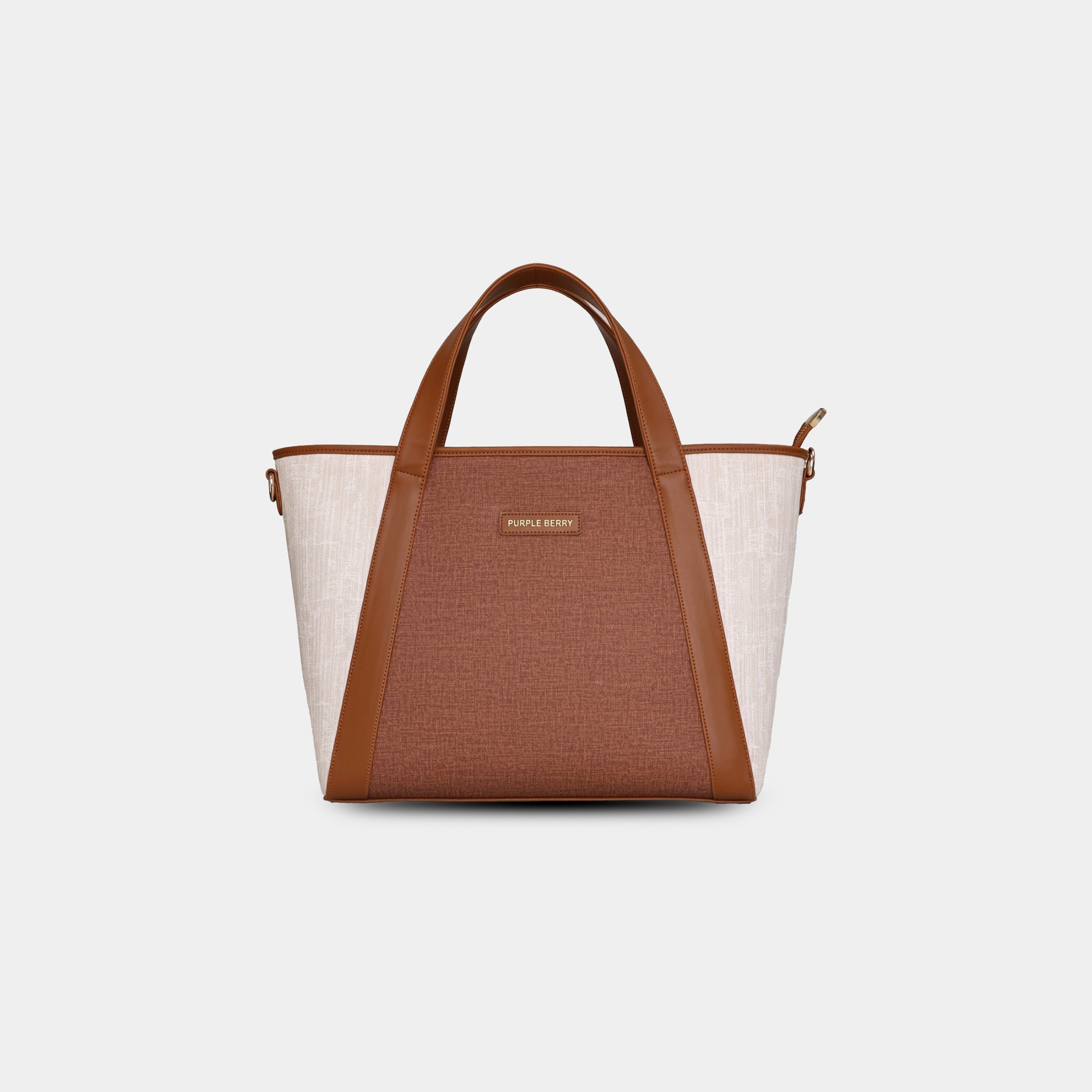 PurpleBerry Lexie Office Tote in brown front view