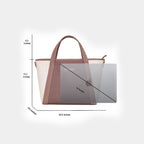 Grape Lexie Office Tote showing size dimensions and 14 inch laptop fit