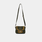 Purpleberry Luna green denim sling bag with adjustable crossbody strap full view