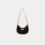 Purpleberry Moda black denim sling bag with adjustable shoulder strap full view