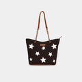 Dark brown Stella star canvas handbag with contrasting star pattern