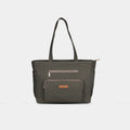 Olive green Universe large canvas tote bag with front utility pockets