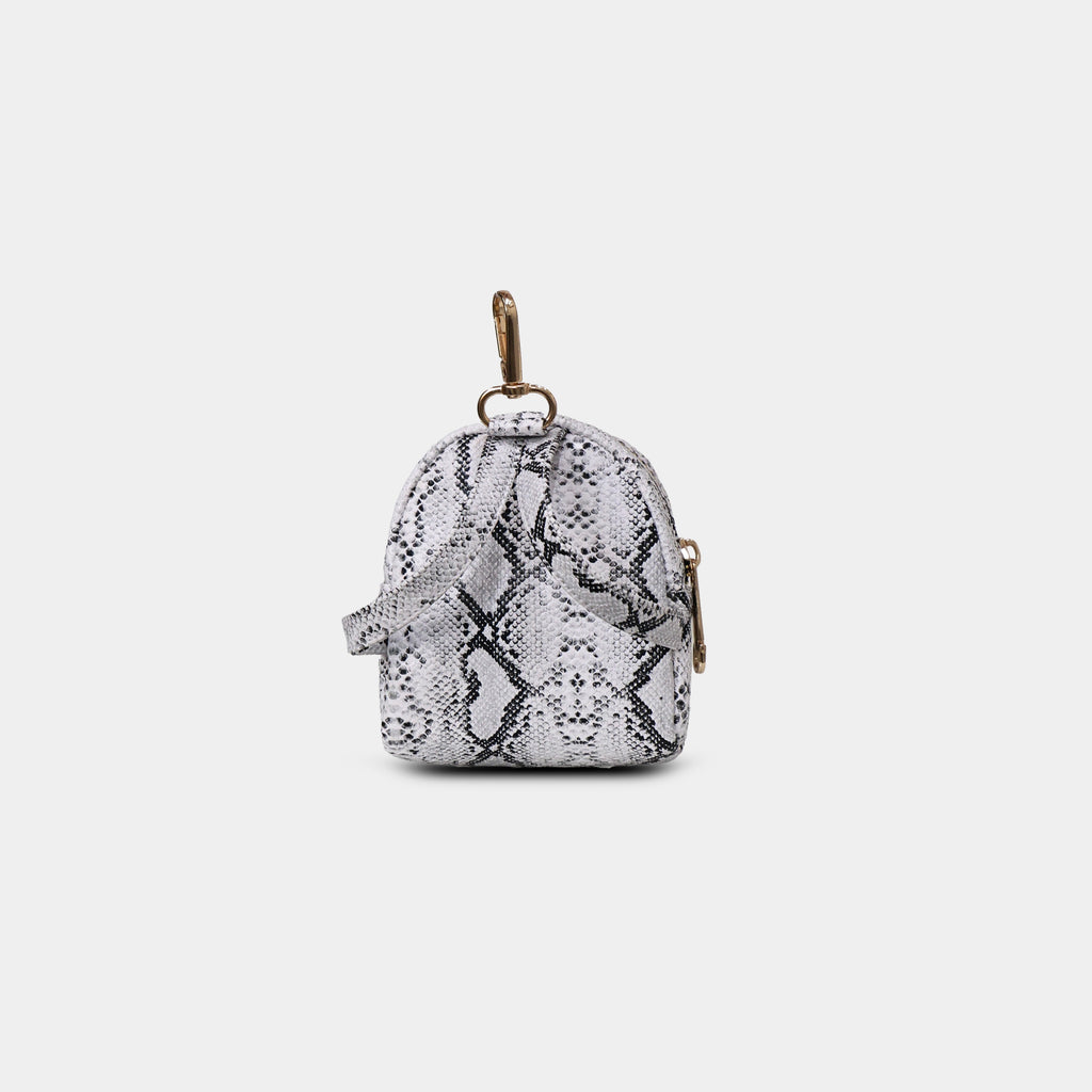 Back view of Purpleberry Viper white micro backpack pouch