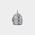 Purpleberry Viper white snake print micro backpack pouch front view