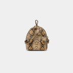 Back view of Purpleberry Viper yellow mini snake print backpack pouch