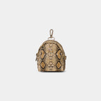 Purpleberry Viper micro backpack pouch in yellow snake print faux leather front view